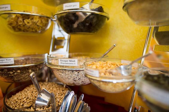 Delicious breakfast cereals at Hotel Garni Zerza