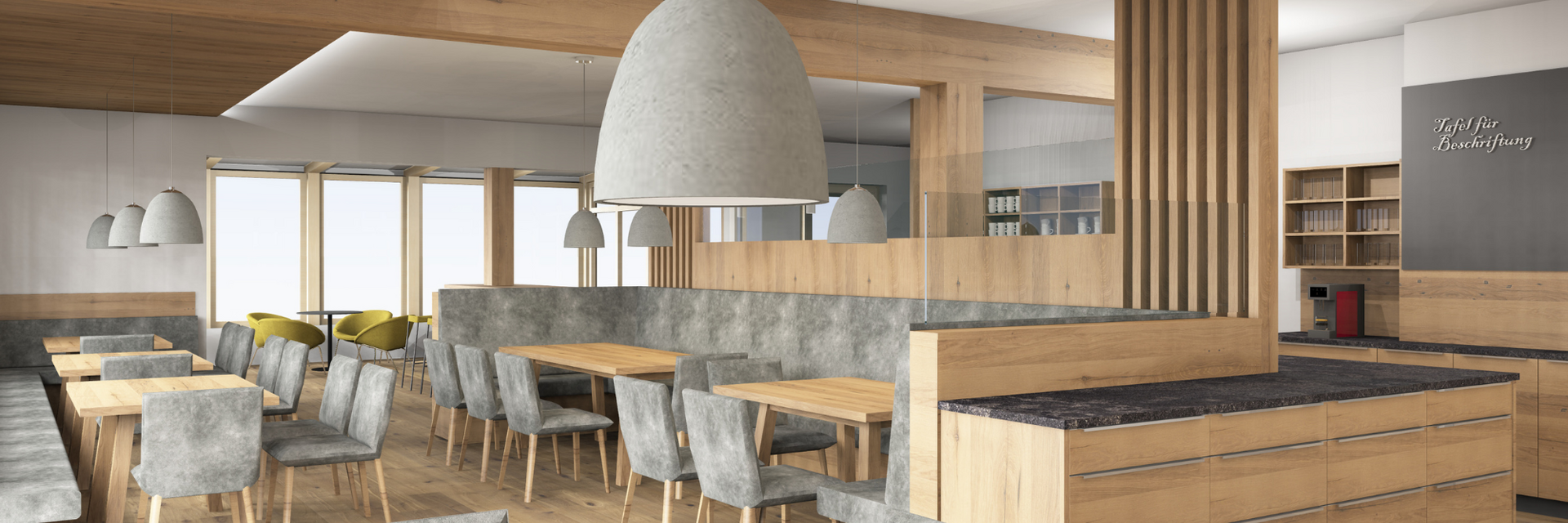Rendering vom neuen Frühstücksraum im Hotel Garni Zerza.