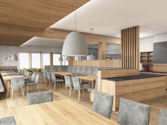 Rendering vom Restaurant Vista mit Frühstücksraum.