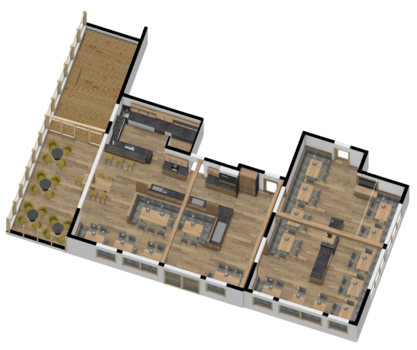 Rendering vom Restaurant Vista mit Frühstücksraum.