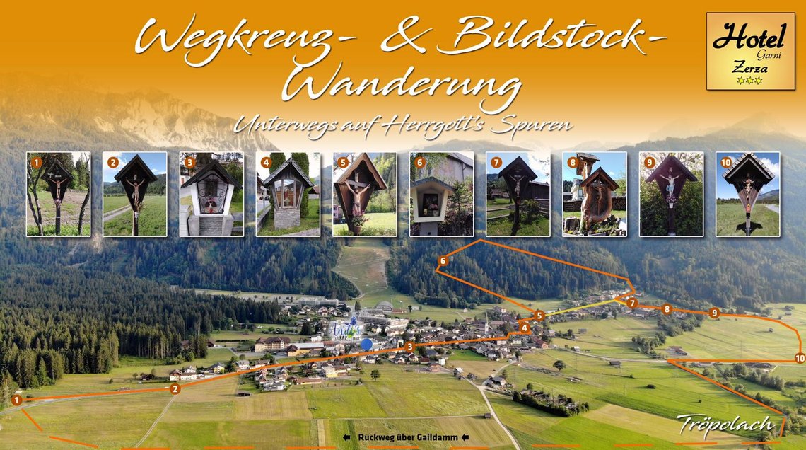 Wanderkarte von der Dorfrunde in Tröpolach in Kärnten