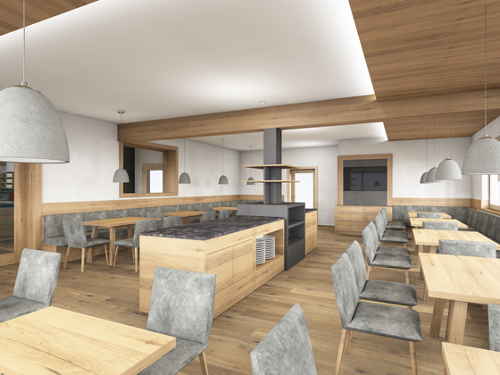 Rendering vom neuen Frühstücksraum im Hotel Garni Zerza.