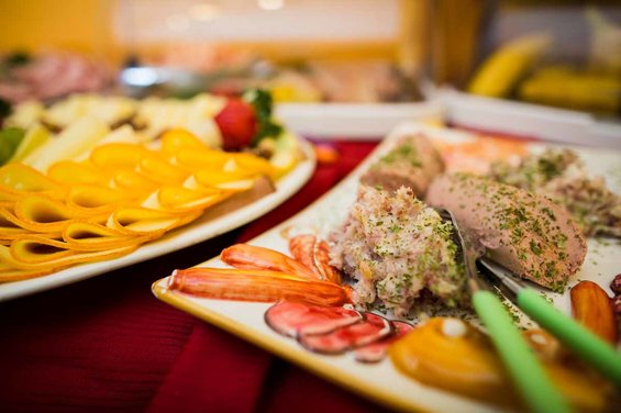 Delicious cold cuts at the breakfast buffet